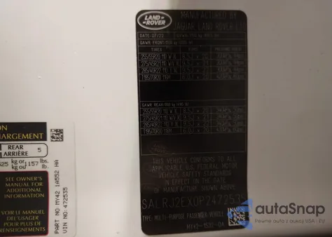 2023 Land Rover Discovery P300 S z USA, uszkodzony, nr VIN SALRJ2EX0P2472535